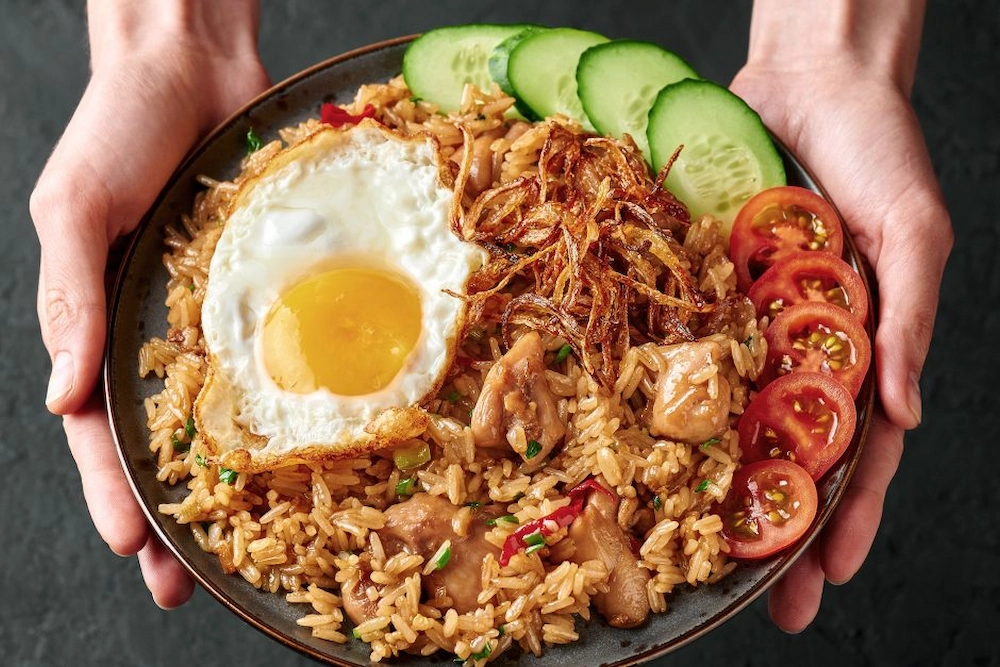 A bowl of nasi goreng